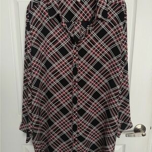 Como Vintage Maroon and Black Plaid Shirt